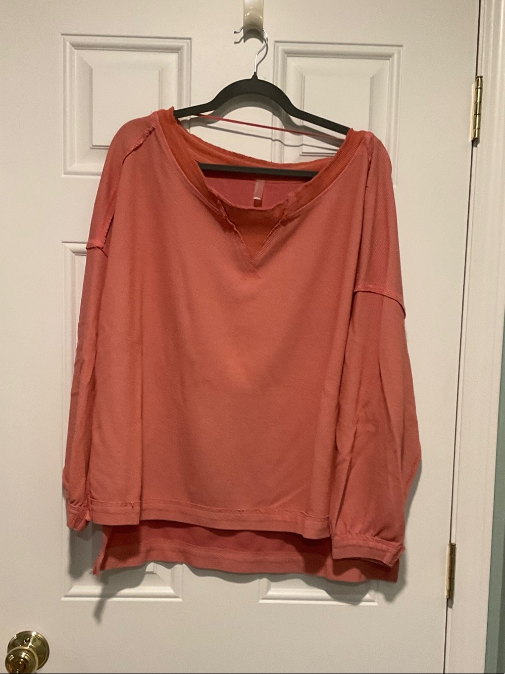 FP Movement by Free People Coral Oversized Raw-Edge Pullover Sweatshirt